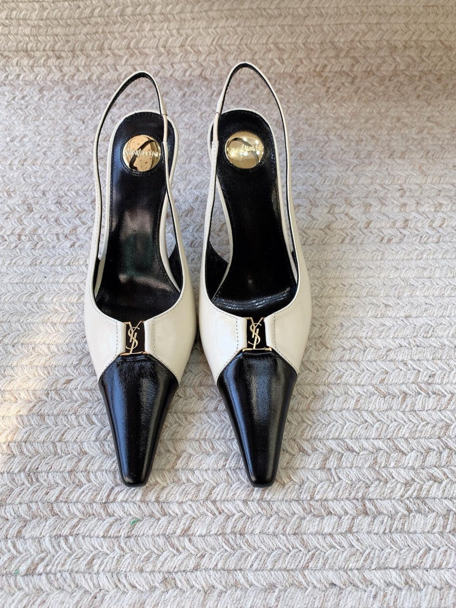 Saint Laurent Scarpin Slingback Babylone Breteuil Noir 90 mm