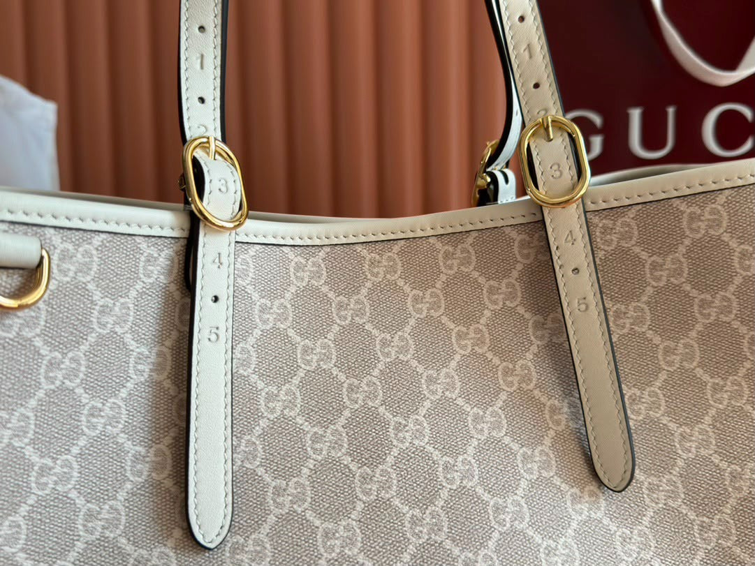 Gucci GG Emblem Tote Bag Off-White