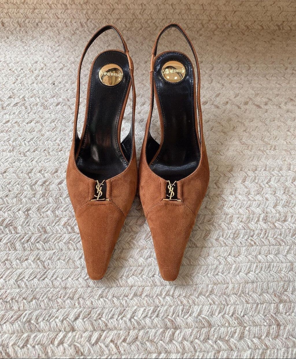 Saint Laurent Scarpin Slingback Babylone Breteuil Camurça 90 mm