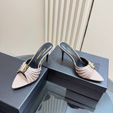 Saint Laurent Babylone Mules Bordeaux gray.