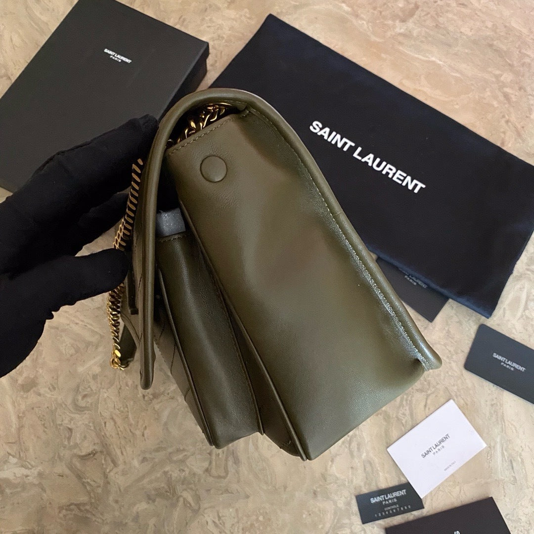 Saint Laurent NIKI baby Bag Green Ferragens Douradas