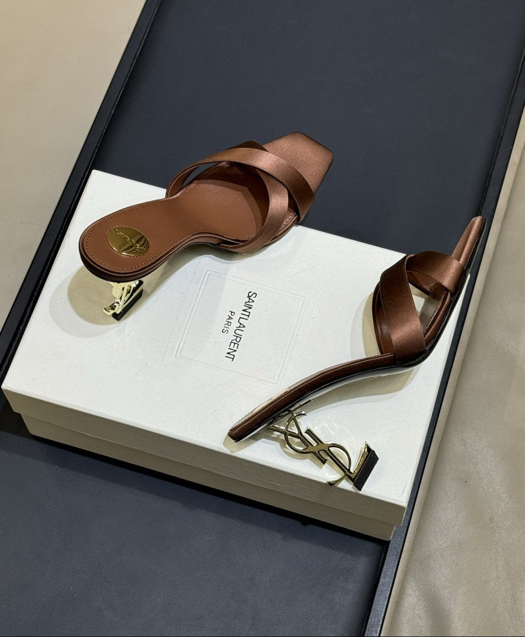 Saint Laurent  Mules Opyum Em Crepe De Cetim