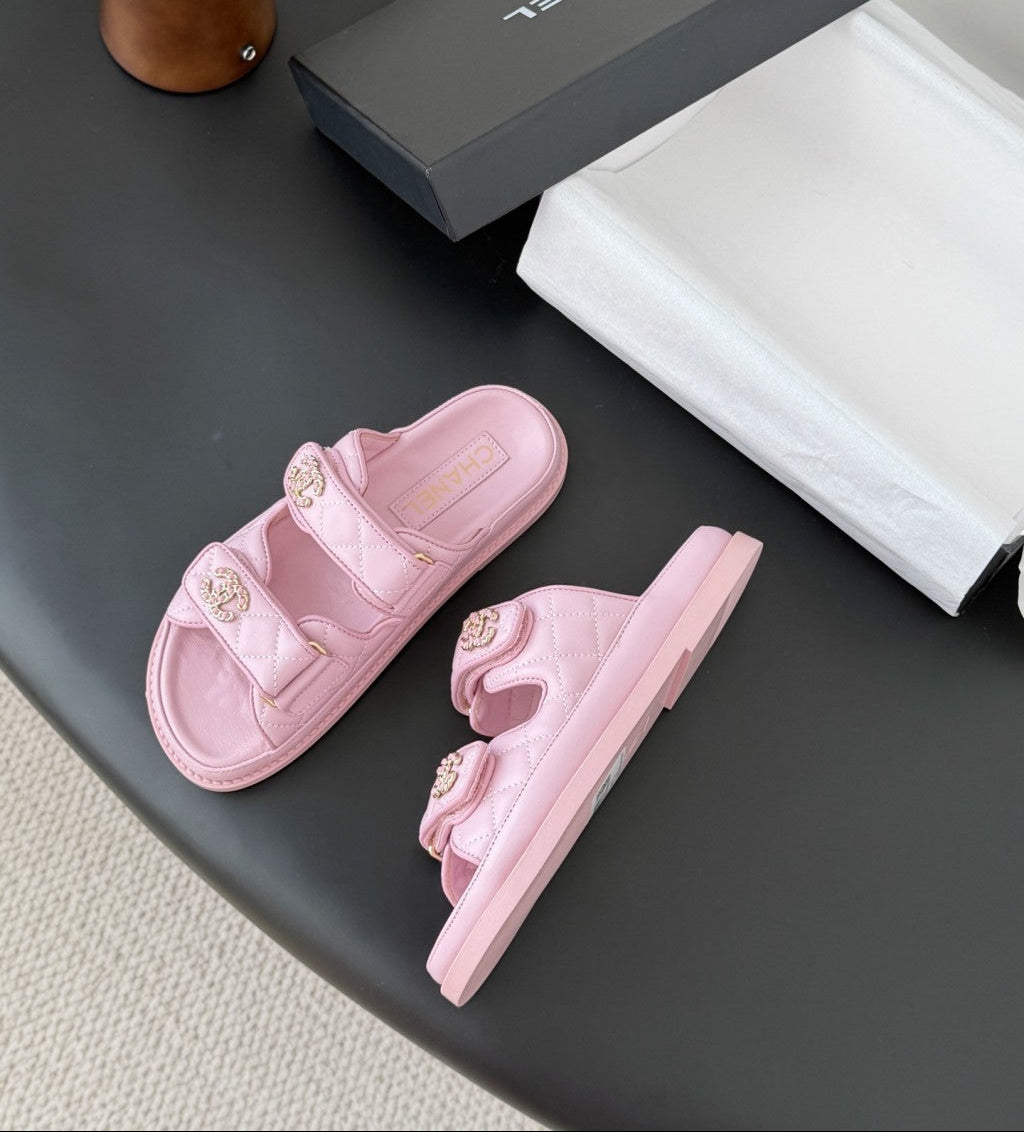 CHANEL Quilted Dad Sandal  Light Pink.