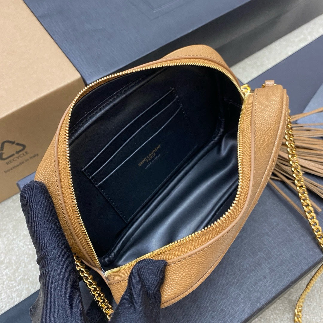 Saint Laurent Lou Camera Bag Camel Ferragens Douradas