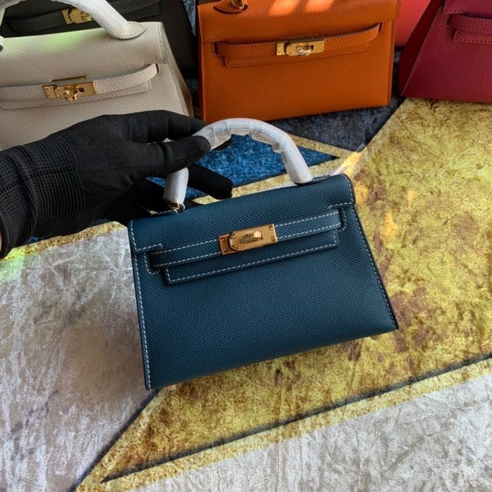 Bolsa Kelly Sellier Mini II Bleu Jean  (tamanho 20) .