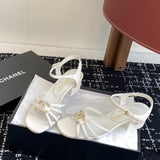 Chanel Interlocking CC Strappy Block Heel Sandal White. Salto 4,5 cm.