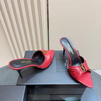 Saint Laurent Babylone Mules Bordeaux red