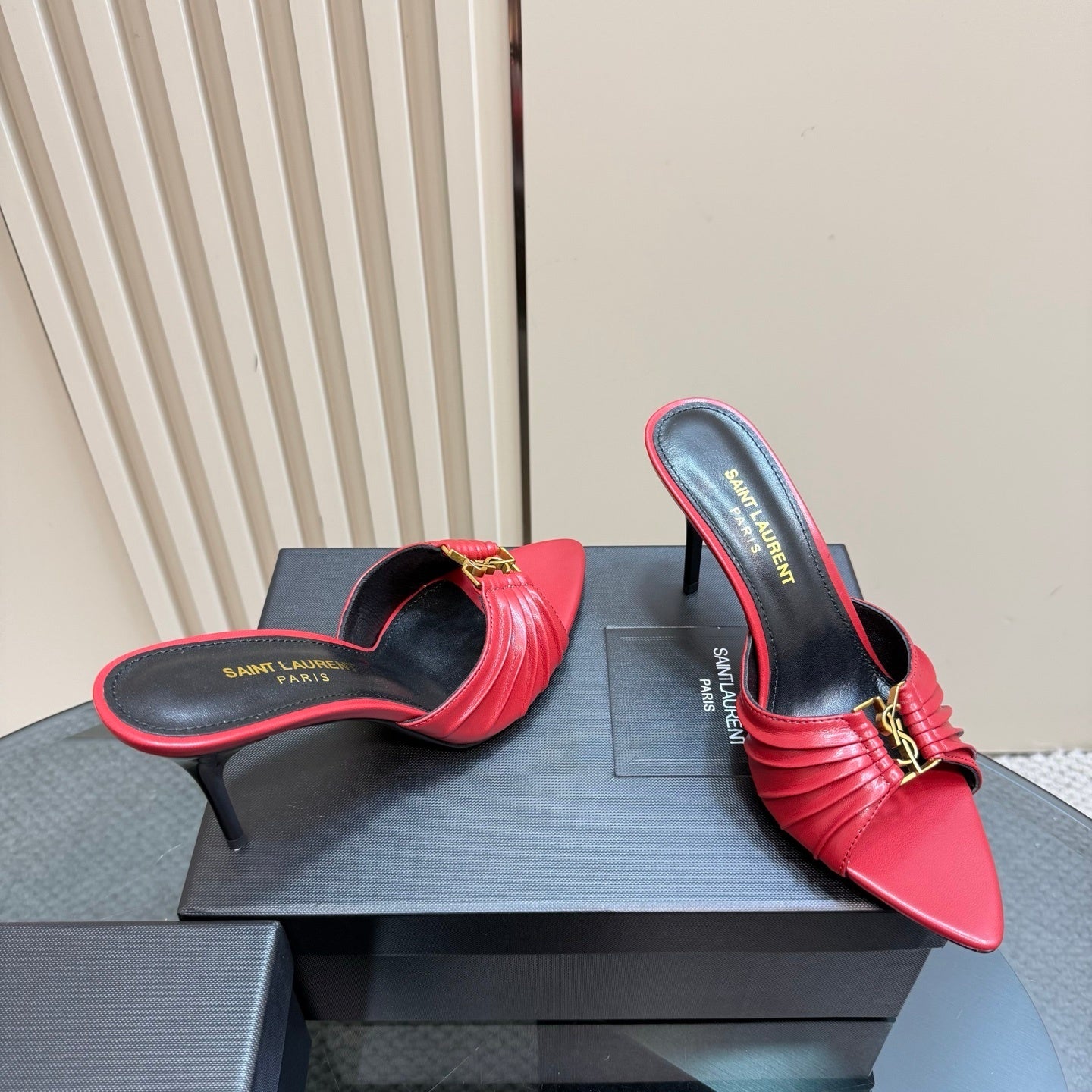 Saint Laurent Babylone Mules Bordeaux red