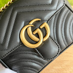 Gucci GG Marmont Mini Shoulder Bag Matelasse Chevron Black.