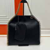 Stella McCartney Falabella Tote Maxi Preta com Correntes Bicolor