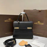 Delvaux Tempête MM Black Ferragens Douradas