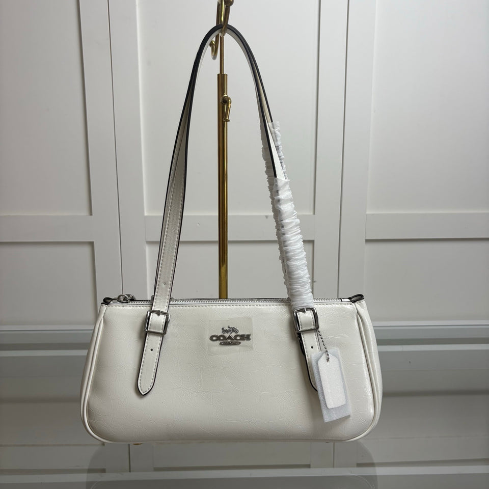Coach Asher Shoulder Bag Shiny Crinkle Leather White