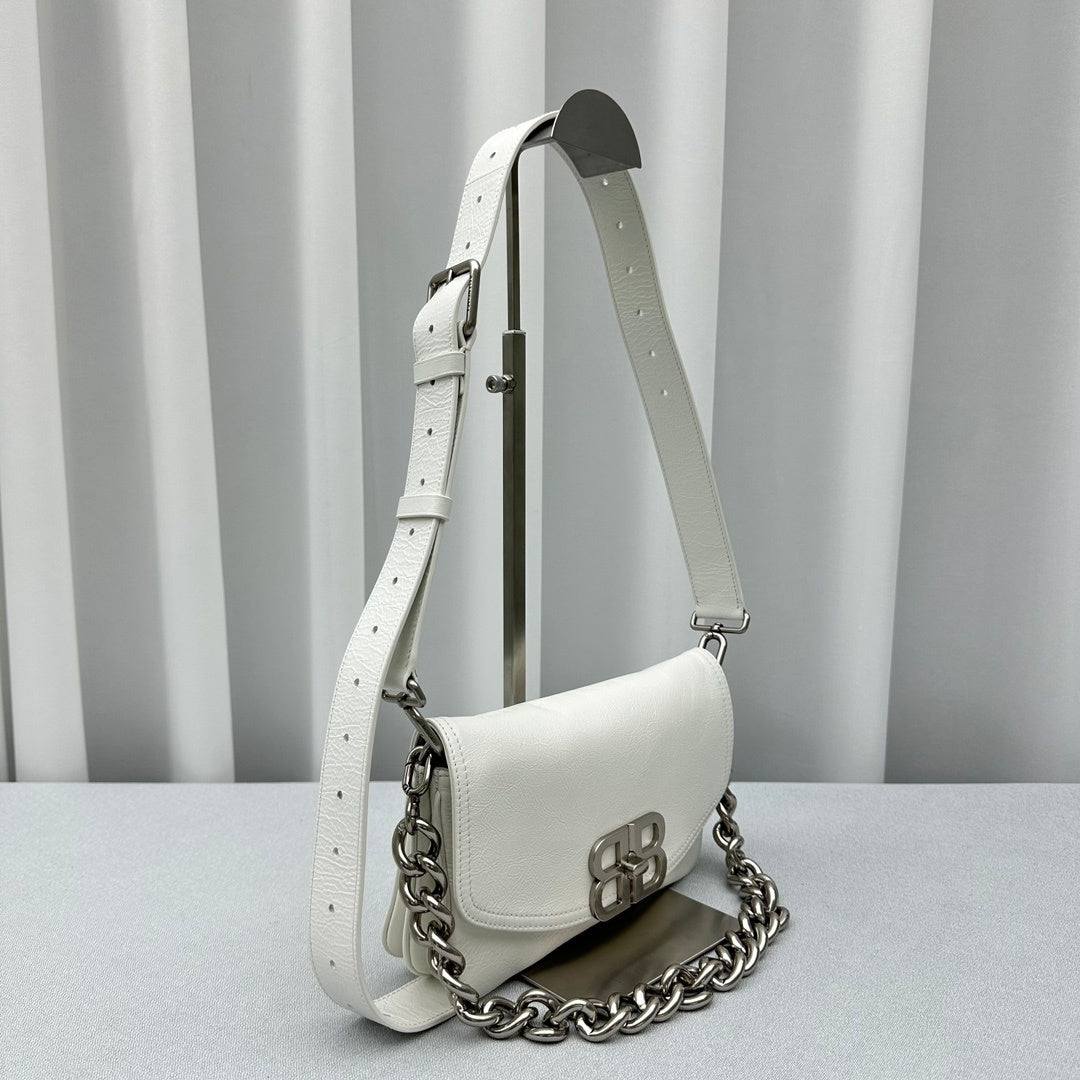 Balenciaga  Small BB Soft Flap Shoulder White