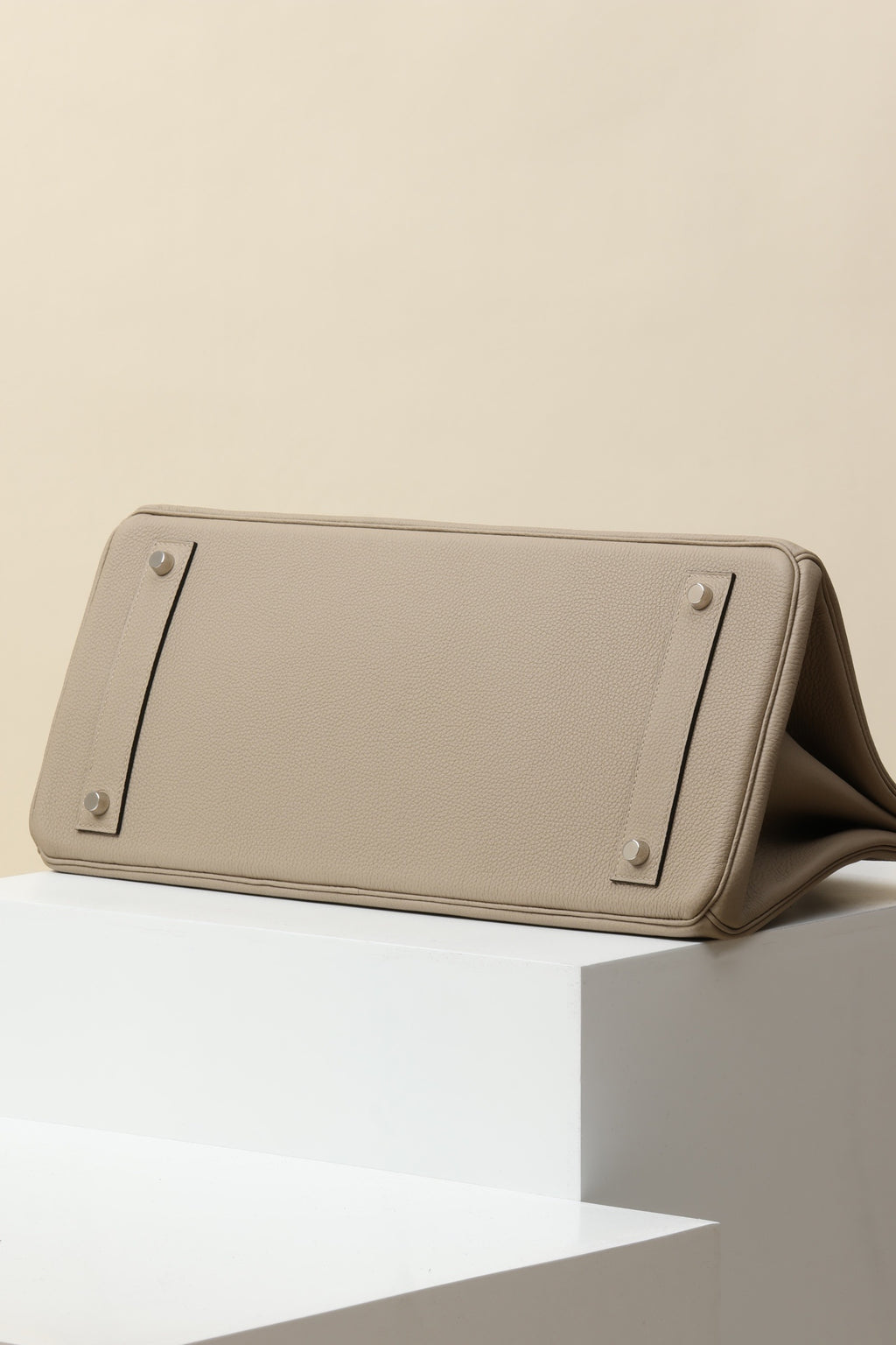 Shoulder Birkin Style Leather Taupe .