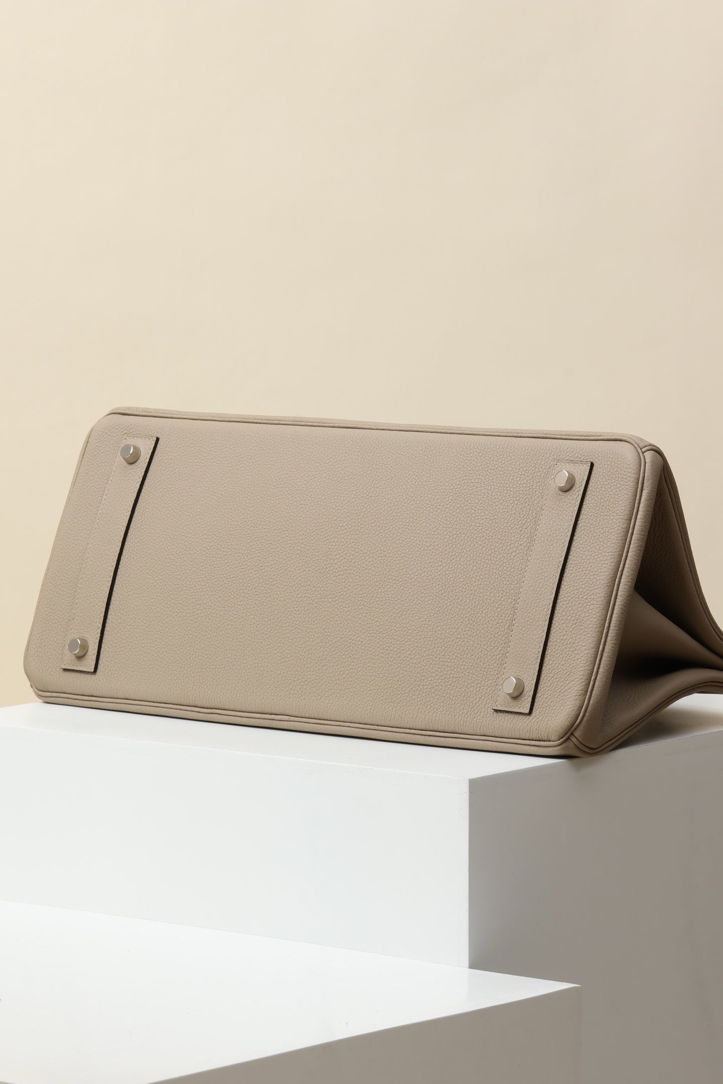 Shoulder Birkin Style Leather Taupe .