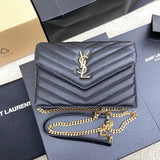 Saint Laurent Shoulder Bag Black Ferragens Douradas