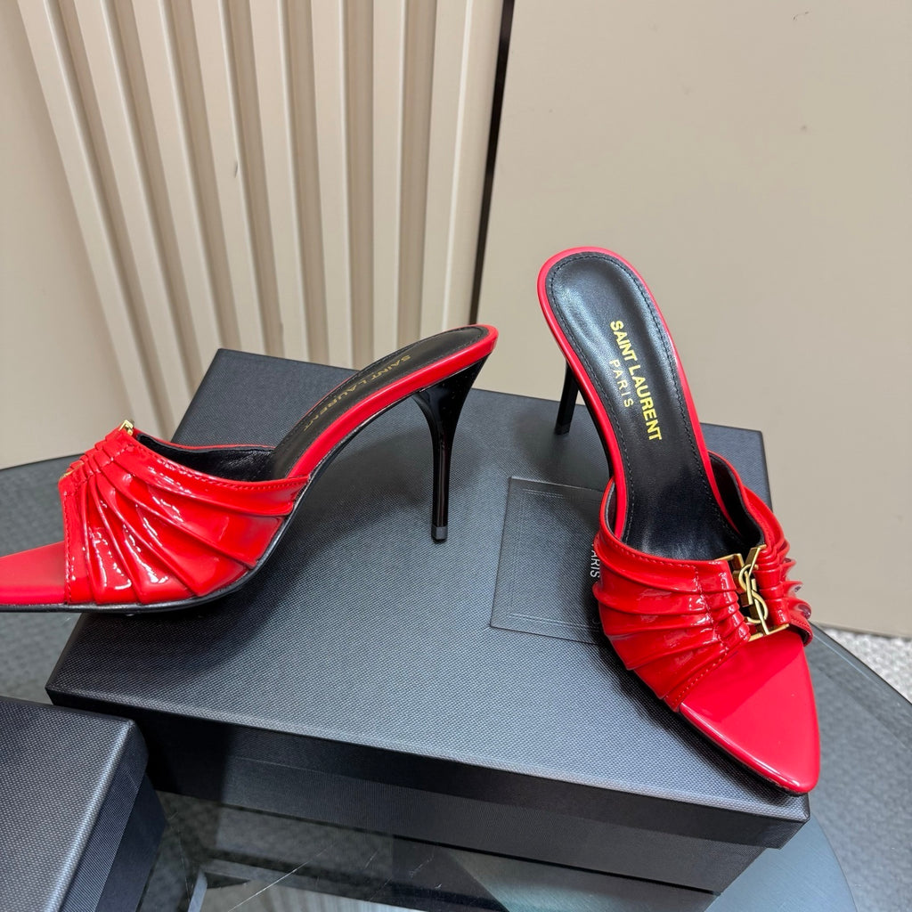 Saint Laurent Babylone Mules Bordeaux slutty red