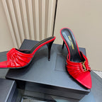 Saint Laurent Babylone Mules Bordeaux slutty red