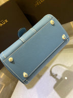 Delvaux Brillant Mini Leather Bag Cinza Blue Ferragens Prata