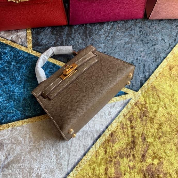 Bolsa Kelly Sellier Mini II  Etoupe (tamanho 20) .
