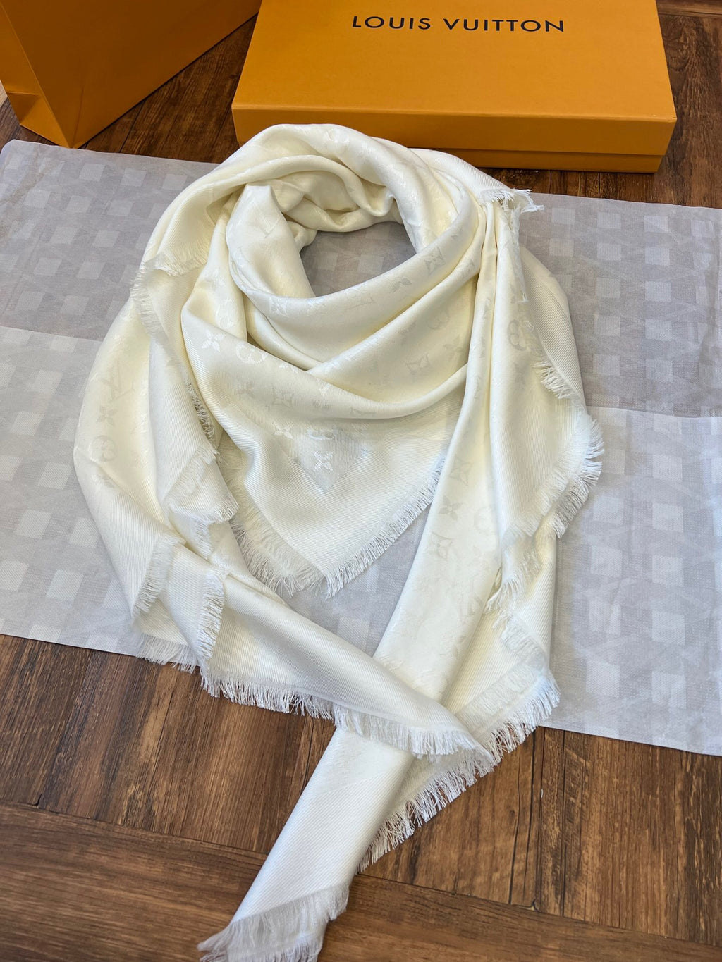 Echarpe Xale Louis Vuitton White