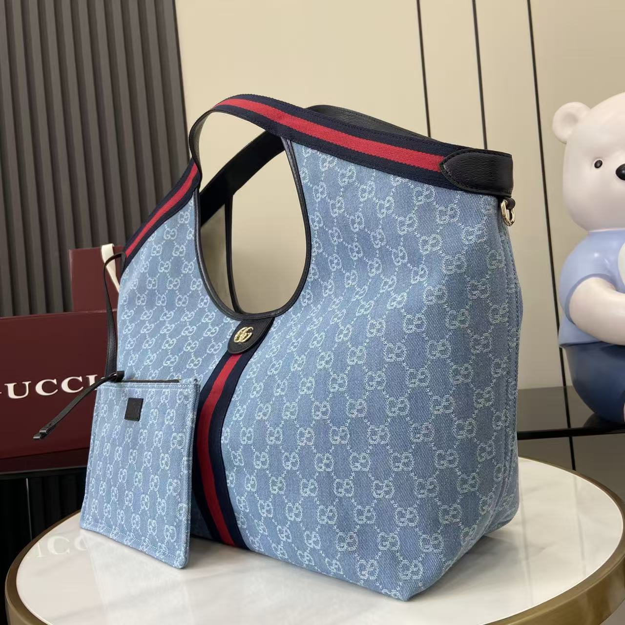 Gucci Giglio Large Tote Bag Blue
