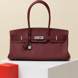 Shoulder Birkin Style Leather Burgundy
