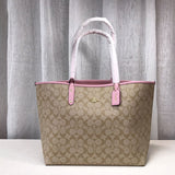Coach City Tote Signature Canvas Khaki / Pink