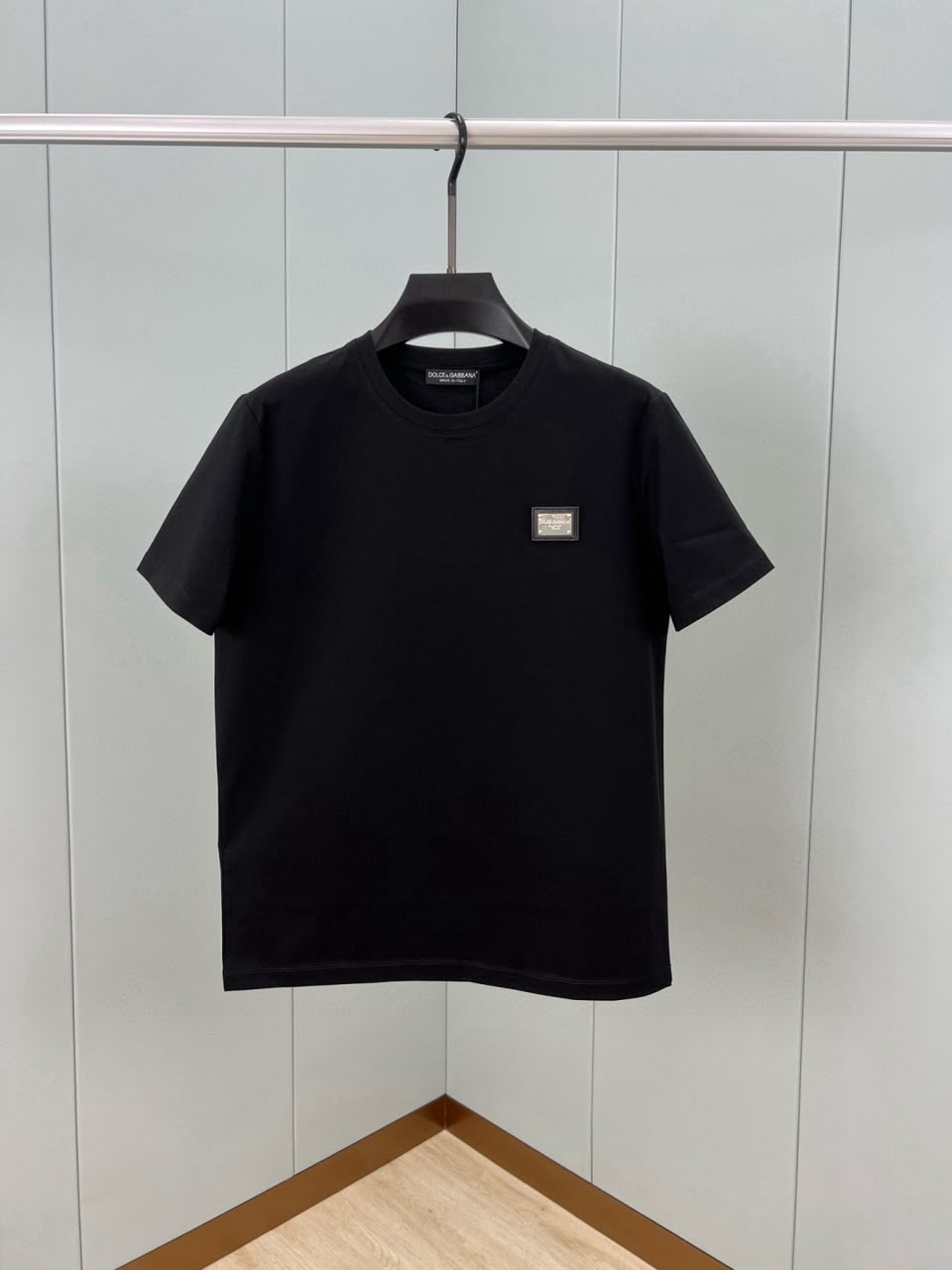 Cotton T-shirt With Branded Tag Black