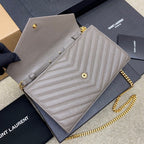 Saint Laurent Shoulder Bag gray Ferragens Douradas
