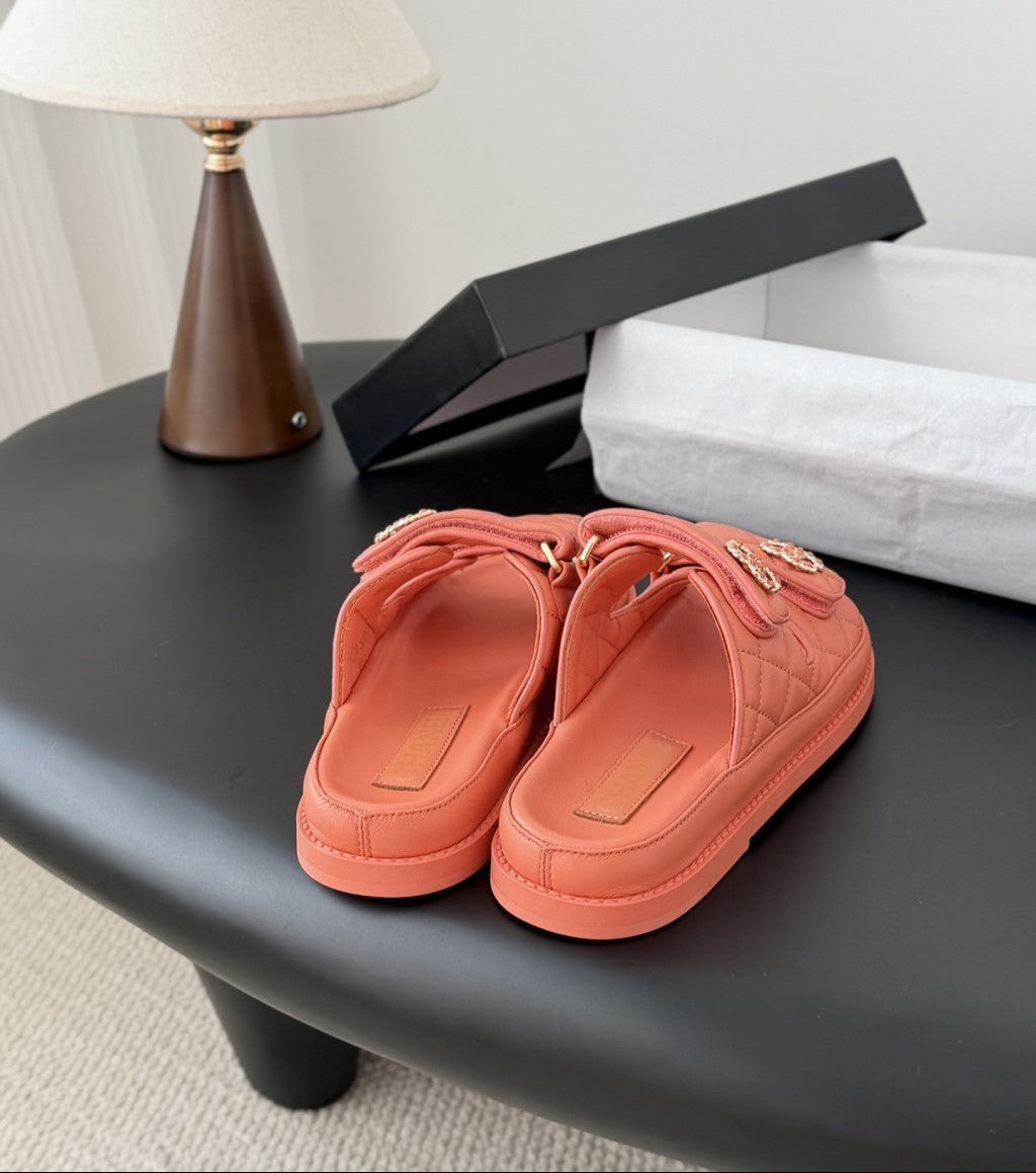 CHANEL Quilted Dad Sandal  Coral.