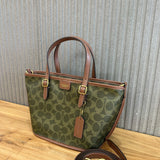 Coach Taxi Tote 21 Signature Green Ferragens Douradas