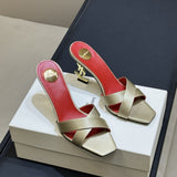 Saint Laurent  Mules Opyum Em Crepe De Cetim Rosa Envelhecido