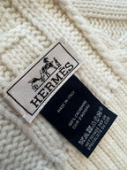 Cachecol Hermès Tri-Maillon Details Cuir Creme / Off-White