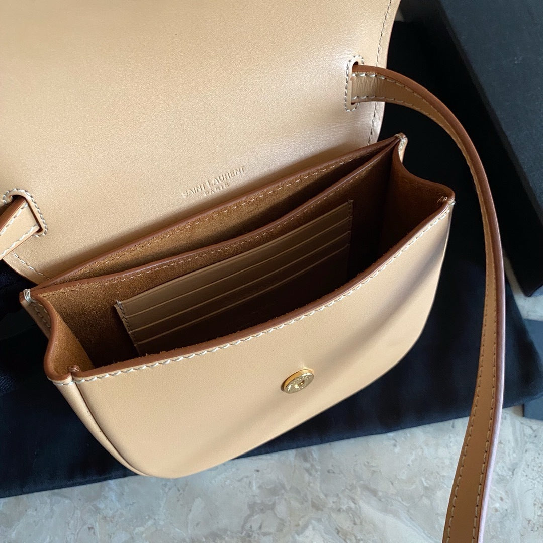Saint Laurent Kaia small Satchel Bag Bege Ferragens Douradas