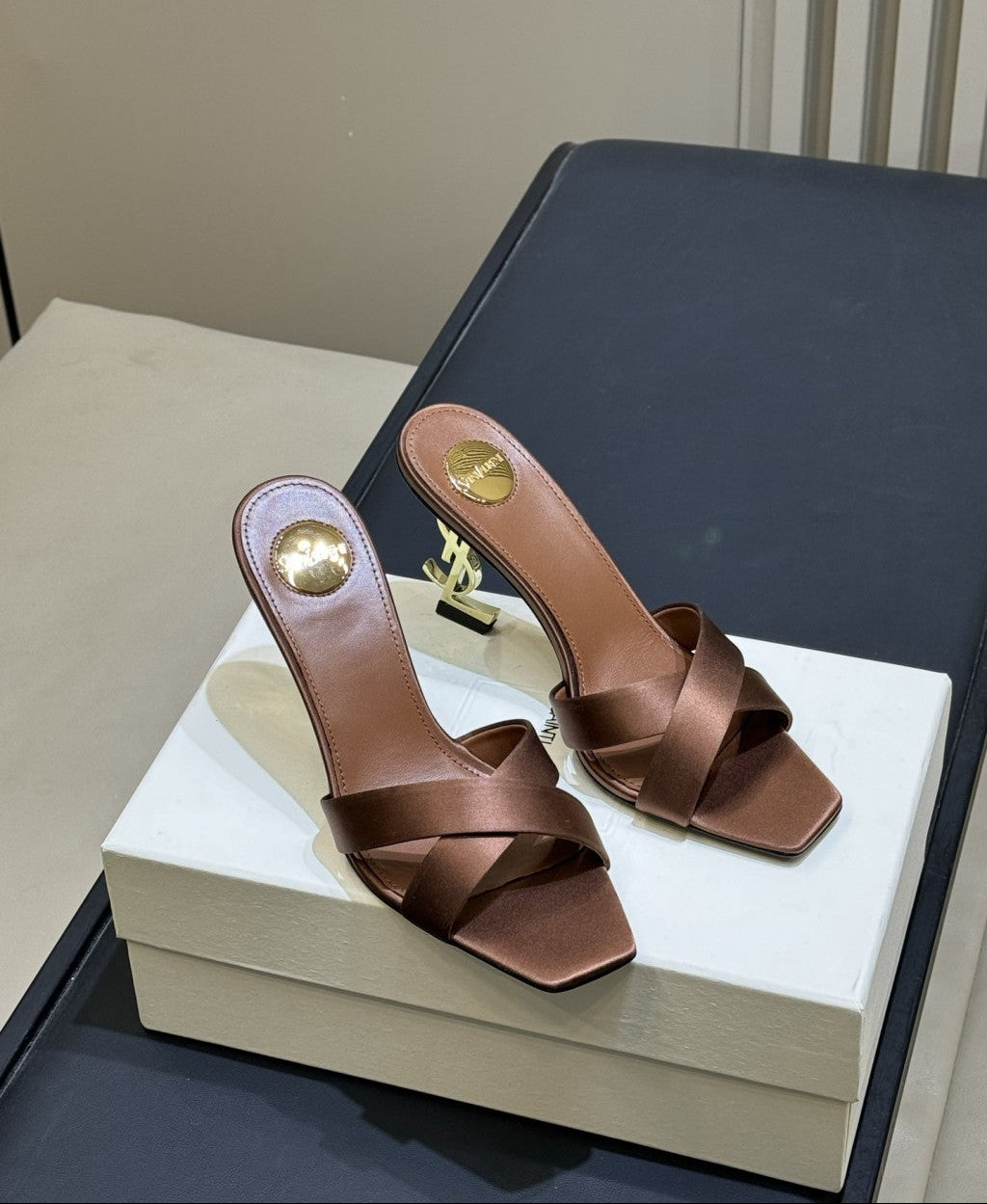 Saint Laurent  Mules Opyum Em Crepe De Cetim