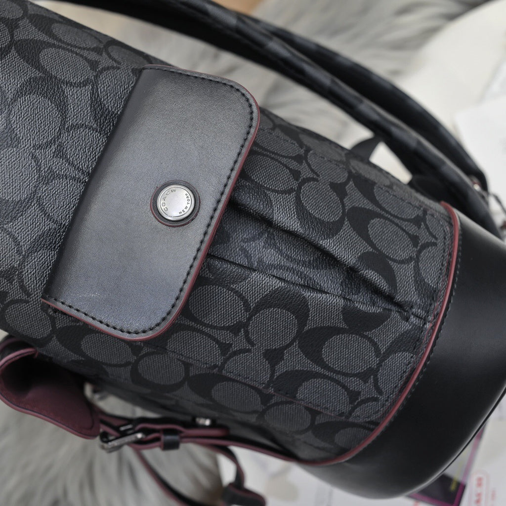 Coach Hudson Backpack Signature Canvas Black / Bordô