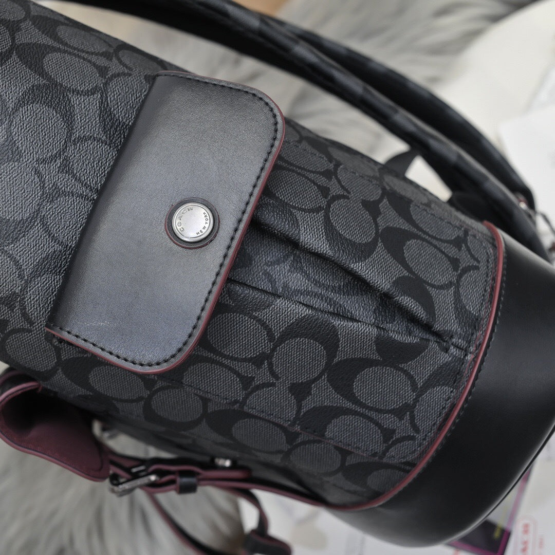 Coach Hudson Backpack Signature Canvas Black / Bordô