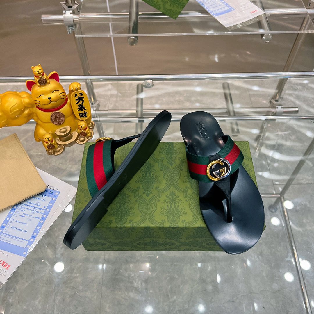GUCCI Red & Green Kika Thong Sandals ( FEMININO) ( Pronta entrega)