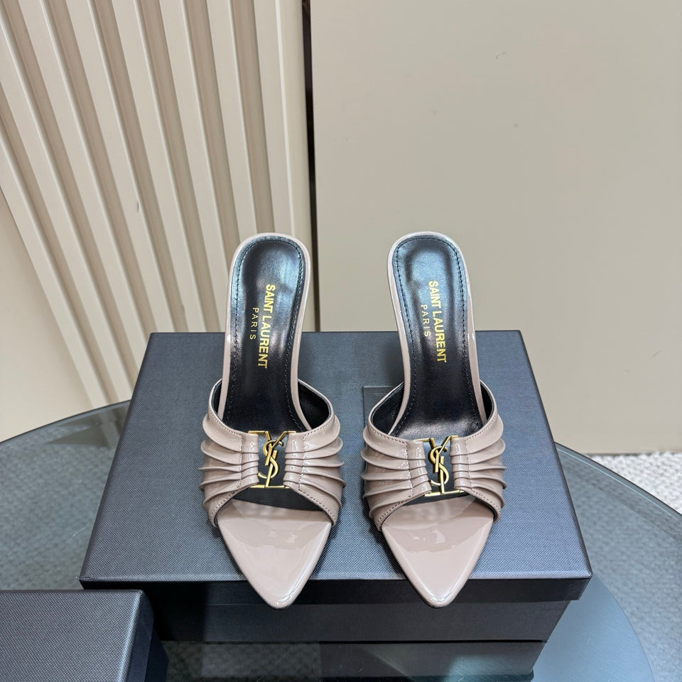 Saint Laurent Babylone Mules Bordeaux gray