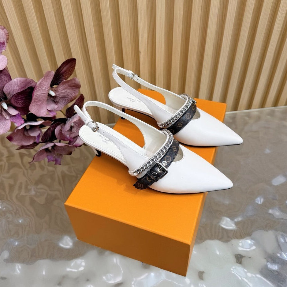 Louis Vuitton LV Vibe Slingback Pumps White