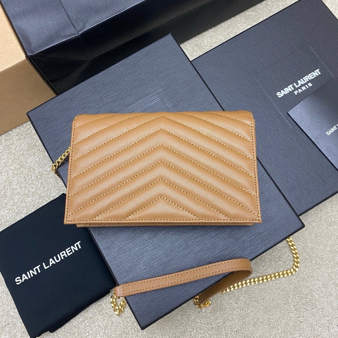 Saint Laurent Shoulder Bag Bege Camel Ferragens  Douradas
