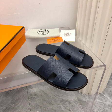 Hermes Izmir Sandal Noir Smooth Calfskin Leather Marine ( PRONTA ENTREGA )