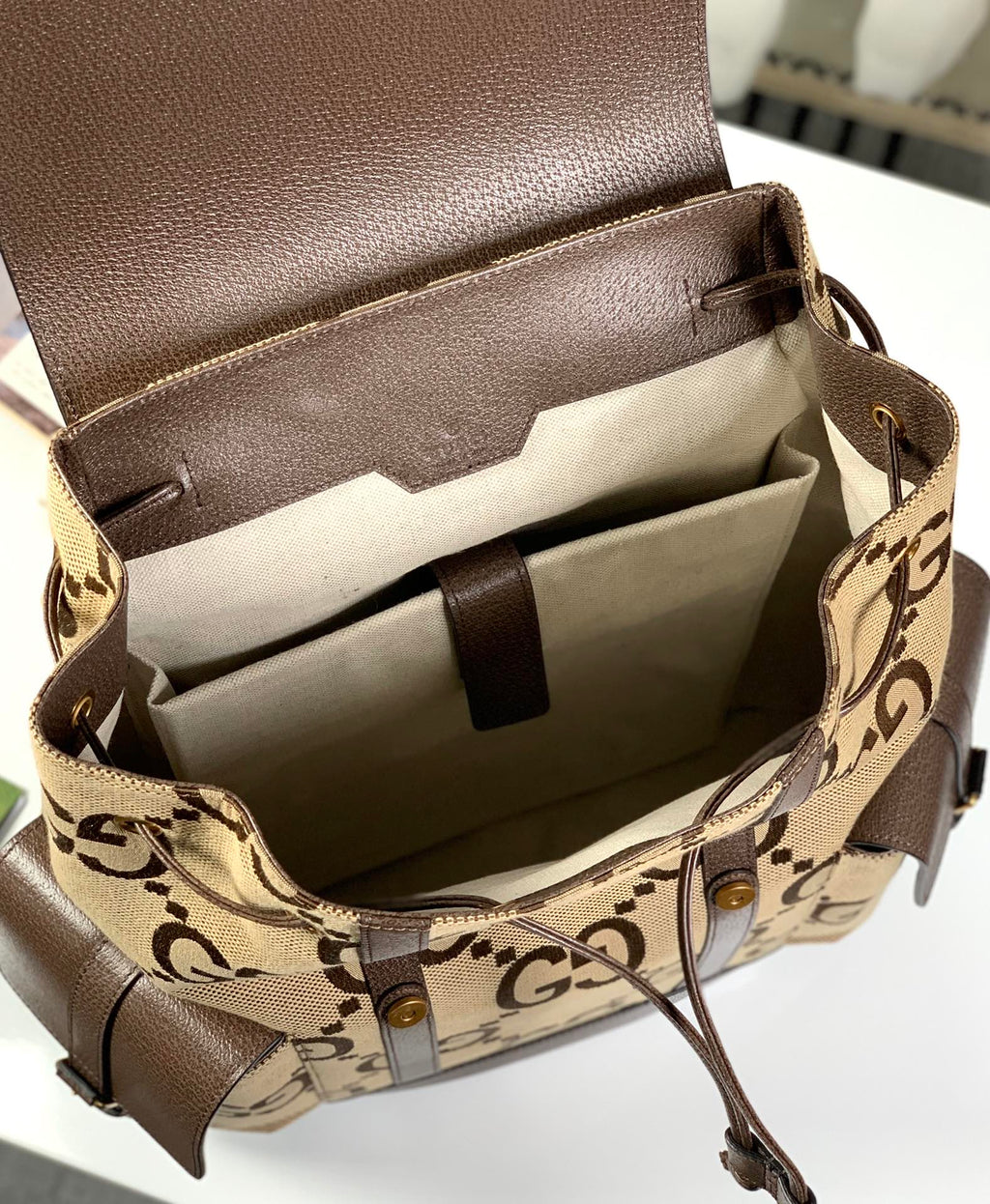 Mochila Gucci GG Jumbo Camel Ebony