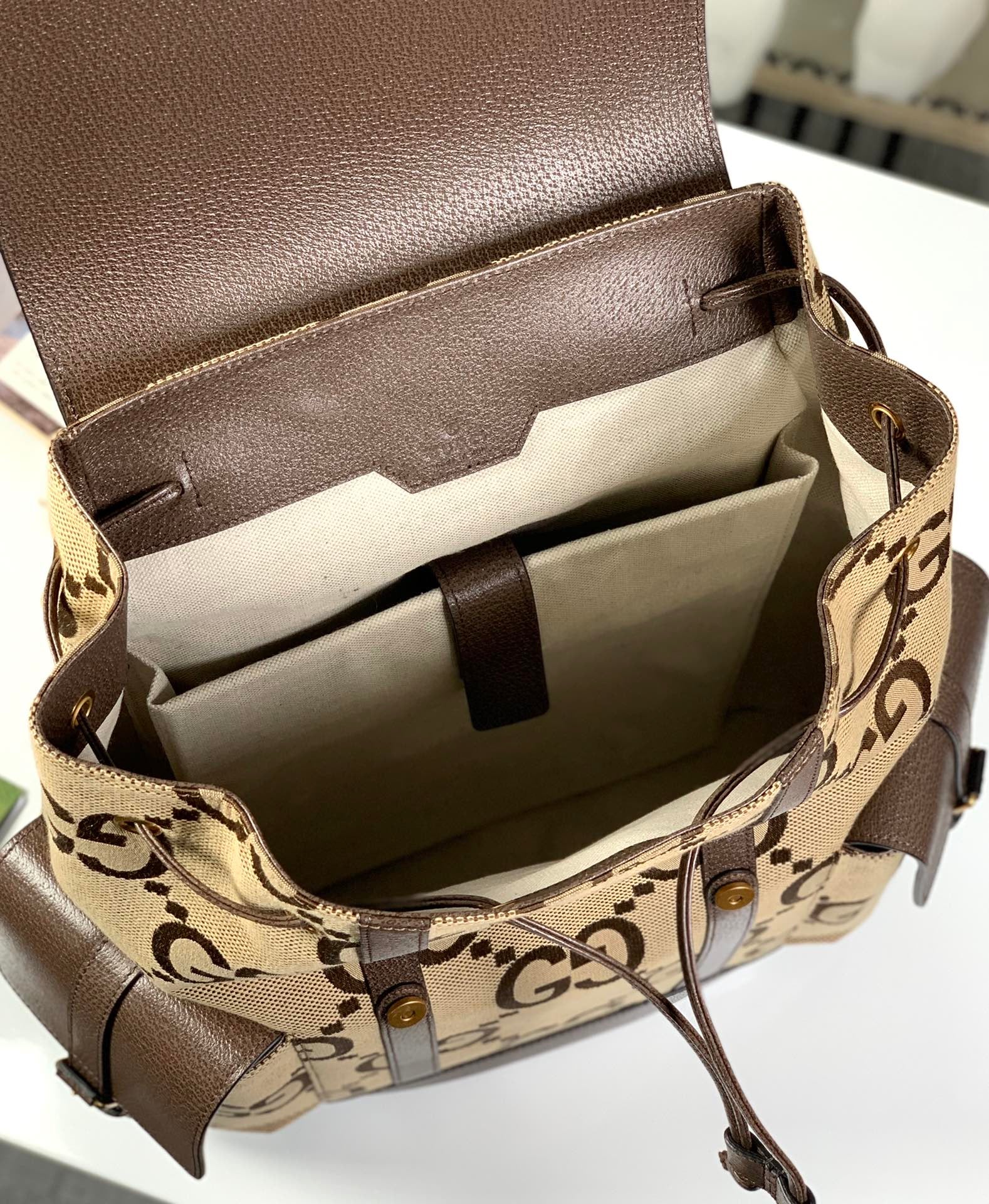 Mochila Gucci GG Jumbo Camel Ebony