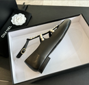 Chanel Goatskin Pearl Mary Jane Flats Black ( Pronta entrega )