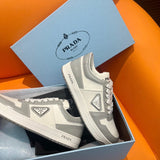 Prada Downtown Low Top Sneakers Leather White gray