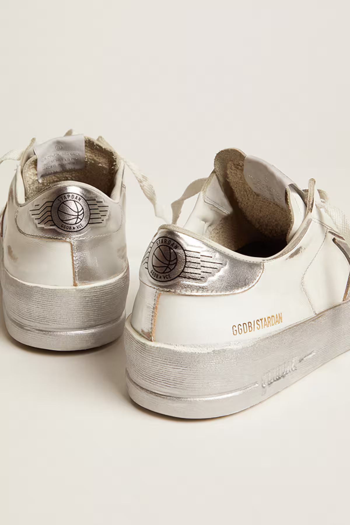 Golden Goose Stardan White Leather with Silver Metallic