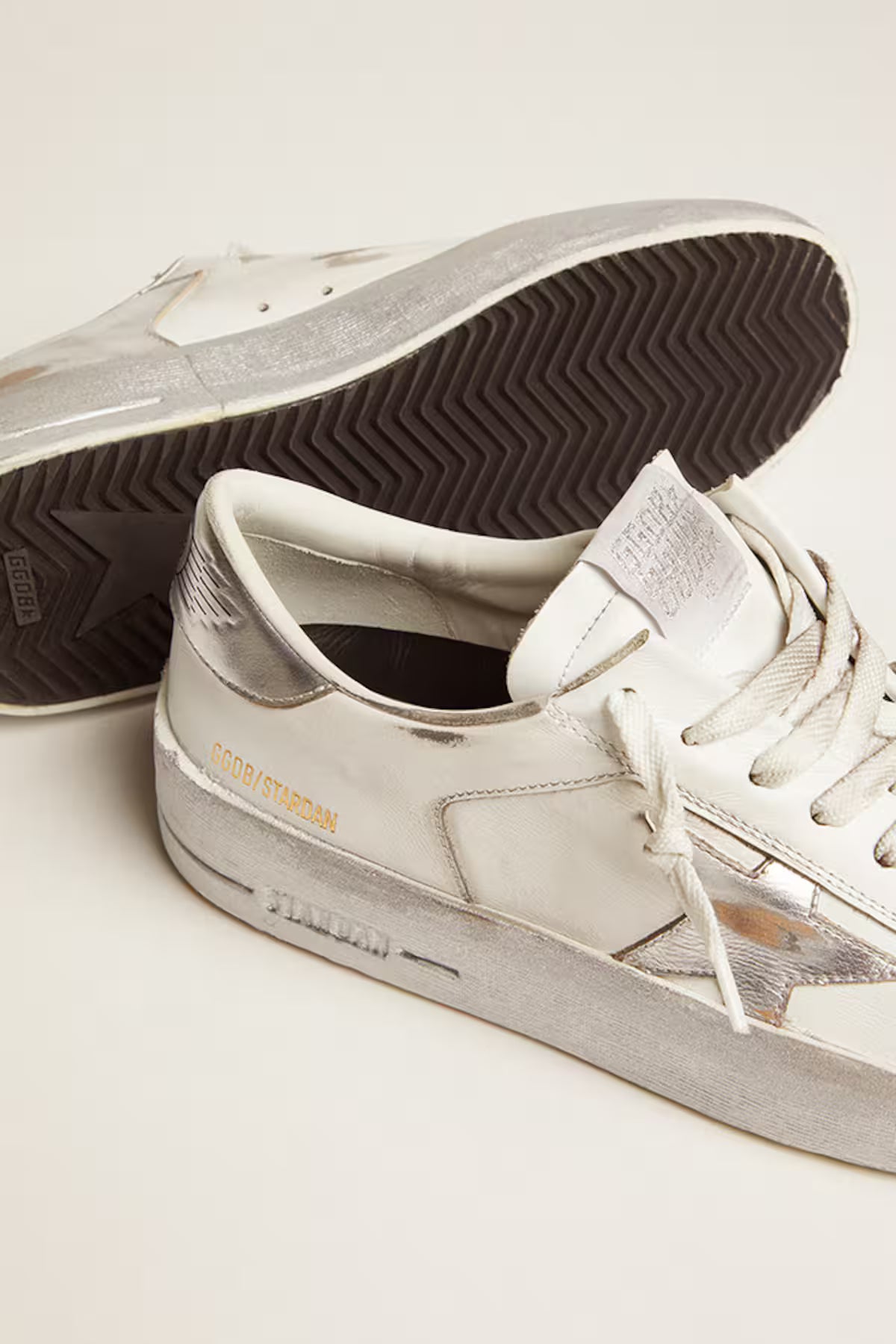 Golden Goose Stardan White Leather with Silver Metallic