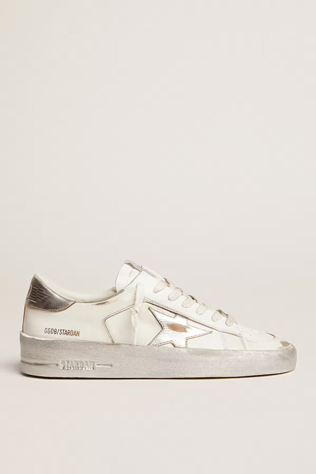 Golden Goose Stardan White Leather with Silver Metallic